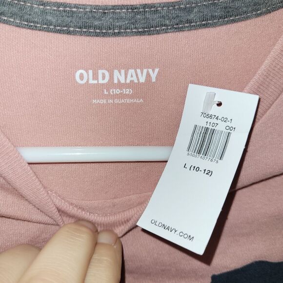 Old navy size large boys Pink Paradigm Long-Sleeve Logo-Graphic T-Shirt NWT - Picture 2 of 2